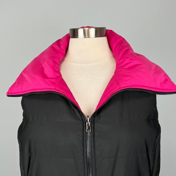 Etcetera Womens Reversible Quilted Puffer Vest Pink Black Zip Front size 10 - Picture 3 of 15